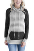 Sexy Black Contrast Sleeve Stripe Sweatshirt